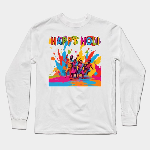 Happy Holi Long Sleeve T-Shirt by Sanu Designs